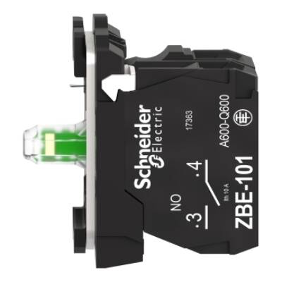 Complete body/contact assembly and light block, Harmony XB5, universal LED, 1NO, 230...240V - Schneider Electric - ZB5AW0M11