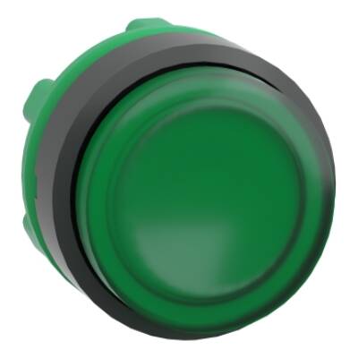Head for illuminated push button, Harmony XB5, green projecting, 22mm, universal LED, spring return, unmarked - Schneider Electric - ZB5AW133