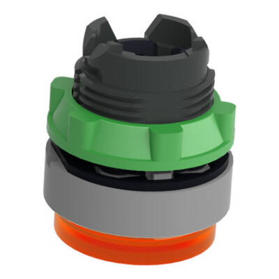 Head for illuminated push button, Harmony XB5, grey bezel, orange projecting, 22mm, universal LED, spring return, plain lens - Schneider Electric - ZB5AW153C0