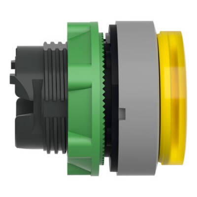 Head for illuminated push button, Harmony XB5, grey bezel, yellow projecting, 22mm, universal LED, grooved lens - Schneider Electric - ZB5AW183SC0