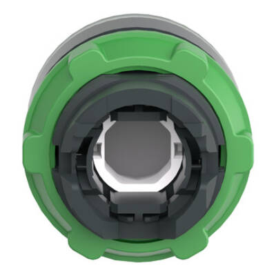 Head for illuminated push button, Harmony XB5, plastic, green flush, 22mm, universal LED, spring return, grooved lens - Schneider Electric - ZB5AW333S