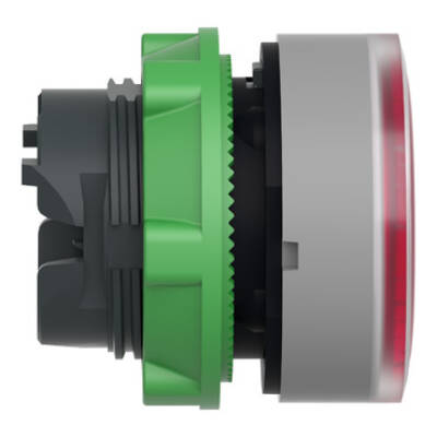 Head for illuminated push button, Harmony XB5, grey bezel, red flush, 22mm, universal LED, spring return, grooved lens - Schneider Electric - ZB5AW343SC0