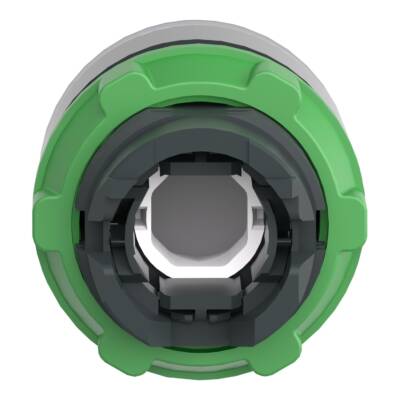 Head for illuminated push button, Harmony XB5, grey bezel, blue flush, 22mm, universal LED, spring return, plain lens - Schneider Electric - ZB5AW363C0