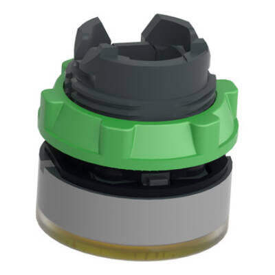 Head for illuminated push button, Harmony XB5, grey bezel, yellow flush, 22mm, universal LED, spring return, grooved lens - Schneider Electric - ZB5AW383SC0