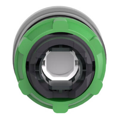 Head for illuminated push button, Harmony XB5, grey bezel, green flush, 22mm, universal LED, plain lens, clear boot - Schneider Electric - ZB5AW533C0