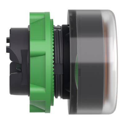Head for illuminated push button, Harmony XB5, orange flush, 22mm, universal LED, spring return, clear boot, unmarked - Schneider Electric - ZB5AW553