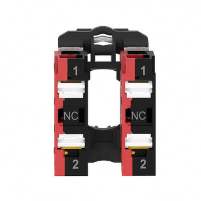 Complete body contact assembly, Harmony XB5, single contact, with fixing collar, plastic, 2NC, compact push in terminals - Schneider Electric - ZB5AZ1045