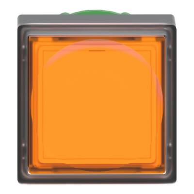 Head for illuminated push button, Harmony XB5, plastic, orange square flush, 22mm, universal LED, push-push, unmarked - Schneider Electric - ZB5CH353
