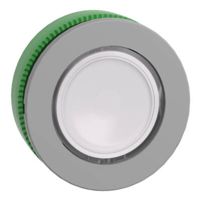 Head for illuminated push button, Harmony XB5, grey bezel, white flush mounted, 30mm, universal LED, for inserton of legend - Schneider Electric - ZB5FA18C0