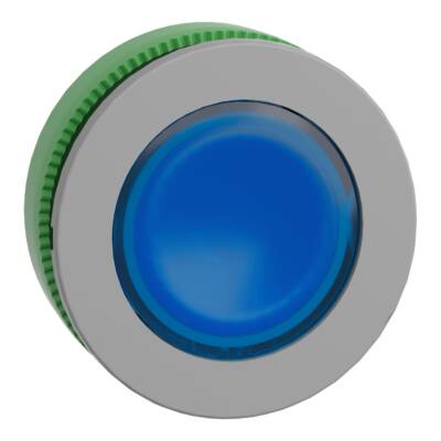 Head for illuminated push button, Harmony XB5, grey bezel, blue, 30mm, universal LED, for insertion of legend - Schneider Electric - ZB5FA68C0