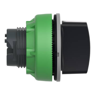 Harmony XB5, Flush mounted selector switch head, plastic, black, Ø30, 3 positions, spring return right to center, grey bezel - Schneider Electric - ZB5FD8C0