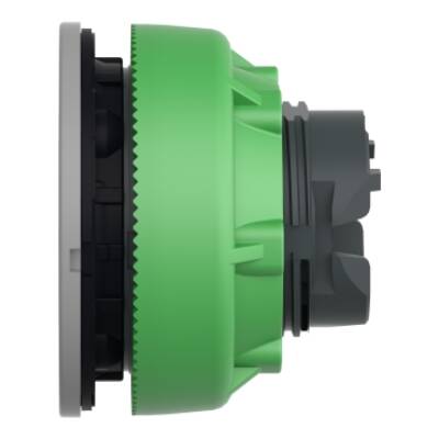 Head for illuminated push button, Harmony XB5, grey bezel, yellow flush mounted, 30mm, universal LED, push-push, unmarked - Schneider Electric - ZB5FH083C0