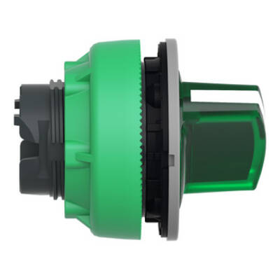 Head for illuminated selector switch, Harmony XB5, grey bezel, green handle, flush mounted, 30mm, universal LED, 2 positions - Schneider Electric - ZB5FK1233C0