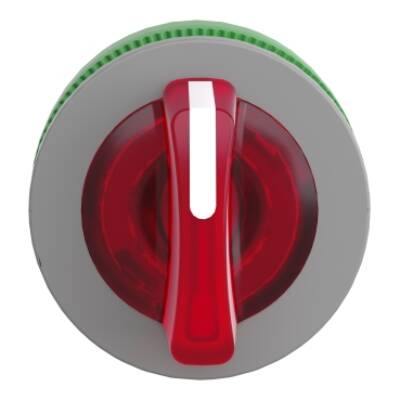 Head for illuminated selector switch, Harmony XB5, grey bezel, red handle, flush mounted, 30mm, universal LED, 3 positions - Schneider Electric - ZB5FK1343C0