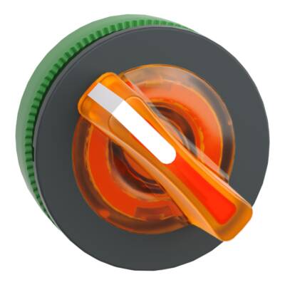 Head for illuminated selector switch, Harmony XB5, plastic, orange handle, universal LED, 2 positions, spring return - Schneider Electric - ZB5FK1453