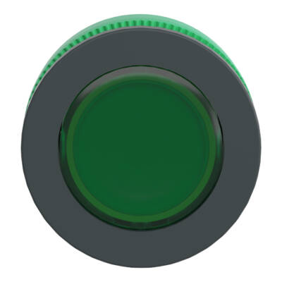 Head for pilot light, Harmony XB5, antimicrobial, plastic, green, 30mm, universal LED, plain lens - Schneider Electric - ZB5FV033