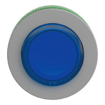 Head for illuminated push button, Harmony XB5, grey bezel, blue projecting, 30mm, universal LED, spring return, unmarked - Schneider Electric - ZB5FW163C0