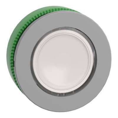 Head for illuminated push button, Harmony XB5, grey bezel, white flush mounted, 30mm, universal LED, plain lens - Schneider Electric - ZB5FW313C0