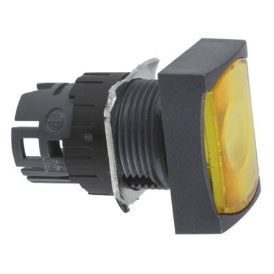 yellow rectang flush illuminated pushbutton head Ø16 spring return 12...24V - Schneider Electric - ZB6DW5