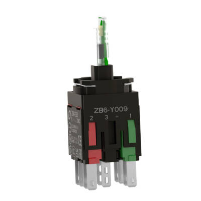 green light block with body/fixing collar with integral LED 12...24V 1NO+1NC - Schneider Electric - ZB6ZB35B