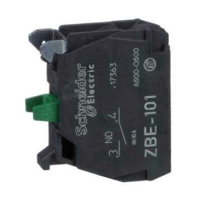 Harmony XB4, Single contact block, silver alloy, screw clamp terminal, 1 NO - Schneider Electric - ZBE101