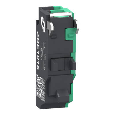 Single contact block, Harmony XB4, Hamony XB5, silver alloy, compact push in terminals, 1 NO - Schneider Electric - ZBE1015