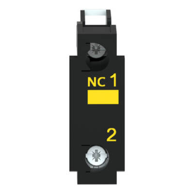 Contact block, Harmony XB4, Harmony XB5, single contact, silver alloy, screw clamp terminal, 1NC with monitoring - Schneider Electric - ZBE302
