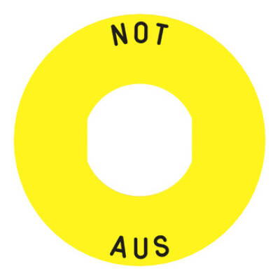 marked legend Ø60 for emergency switching off - NOT-AUS /logo ISO13850 - Schneider Electric - ZBY9260