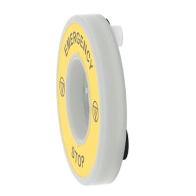 Harmony, Illuminated ring Ø60, plastic, yellow, white or red integral LED, marked EMERGENCY STOP, 24 V AC/DC - Schneider Electric - ZBY9W3B330