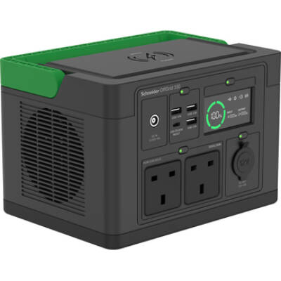 Schneider OffGrid Portable Power Station 330, 230V, 332Wh Lithium-ion, LCD, 2 BS1363 UK outlets, Sinewave, 3 USB-A, 1 USB-C, Wireless Charger - Schneider Electric - PPS330-UK