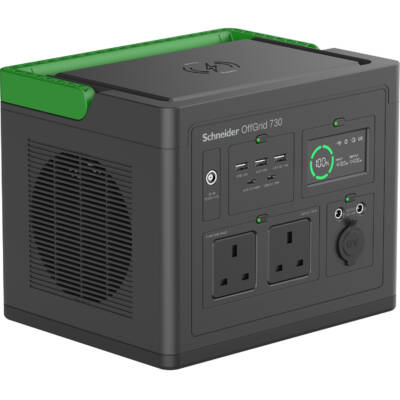 Schneider OffGrid Portable Power Station 730, 700W, 230V, 738Wh Lithium-ion, LCD, 2 BS1363 UK outlets, Sinewave, 3 USB-A, 2 USB-C, Wireless Charger - Schneider Electric - PPS730-UK