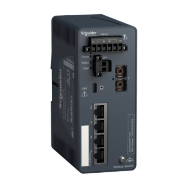 Modicon Managed Switch - 4 ports for copper + 1 port for fiber optic single-mode - Schneider Electric - MCSESM053F1CS0