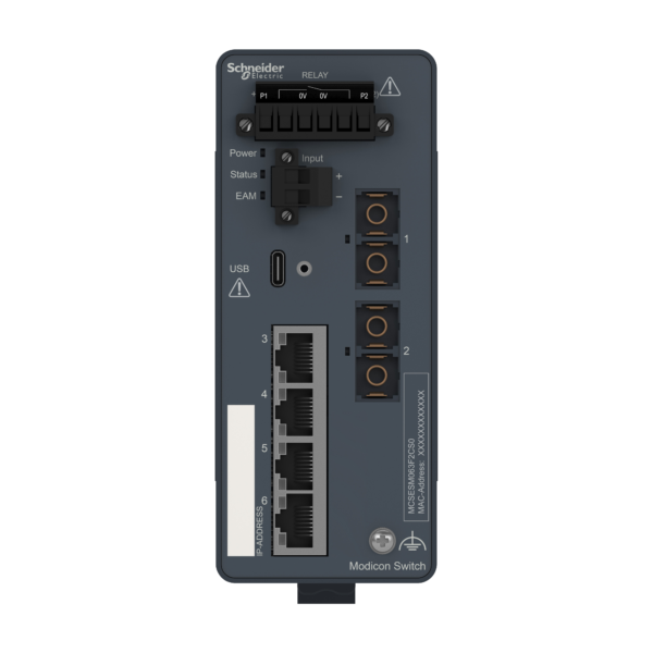 Modicon Managed Switch - 4 ports for copper + 2 ports for fiber optic single-mode - Schneider Electric - MCSESM063F2CS0