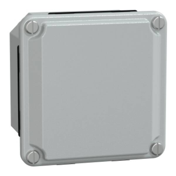 Metal industrial box - low plain cover - H85xW85xD49 - IP55 - grey RAL 7035 - Schneider Electric - NSYDBN88