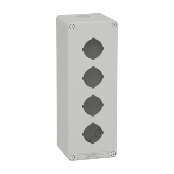 Harmony XAP, XB2 SL, Empty control station, zinc alloy, grey, M25, 4 cut-outs 30mm with notches, 80 x 220 x 77 - Schneider Electric - XAPD4604