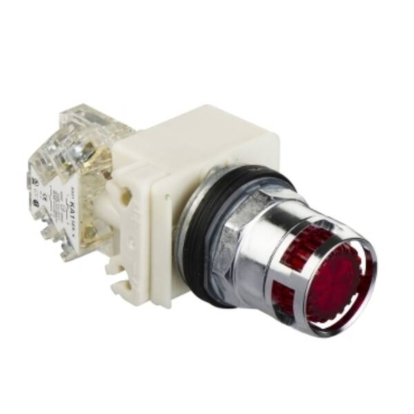 red illuminated pushbutton Ø 30 - flush spring return - 120V - 1OC - Schneider Electric - 9001K3L38RH13