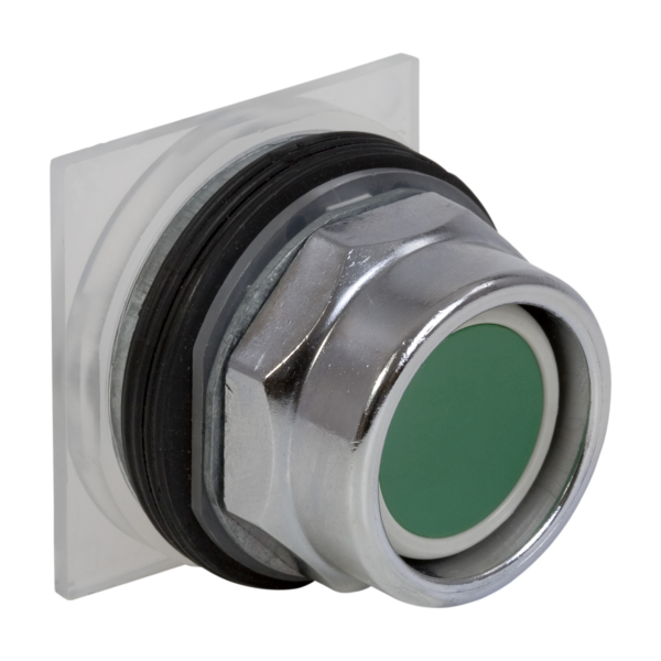 Push-button, Harmony 9001K, metal, recessed, green, 30mm, spring return, 1 C/O - Schneider Electric - 9001KR2GH13