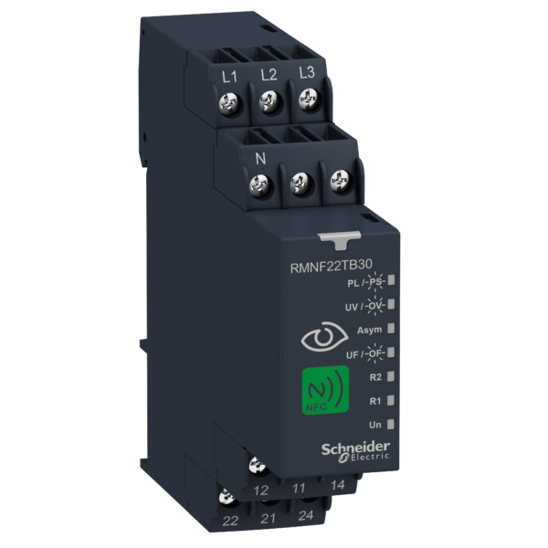 Harmony, NFC 3-phase monitoring relay, 8 A, 2CO, multifunction, 208…480 V AC - Schneider Electric - RMNF22TB30