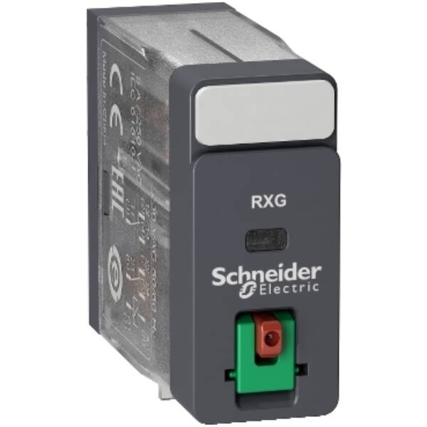 Interface plug-in relay, 5 A, 2 CO, lockable test button, 24 V AC - Schneider Electric - RXG21B7