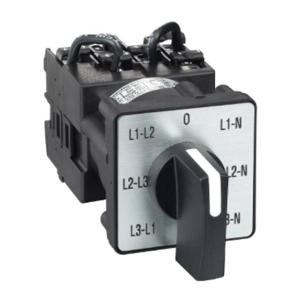 Harmony K1, K2, Cam voltmeter switch, 3L and 3LN, 45°, 12 A, screw mounting - Schneider Electric - K1F027MLH