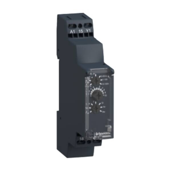 Harmony, Modular timing relay, 8 A, 1 CO, 1 s..100 h, multifunction, spring terminals, 24 V DC / 24...240 V AC/DC - Schneider Electric - RE17RMMUS