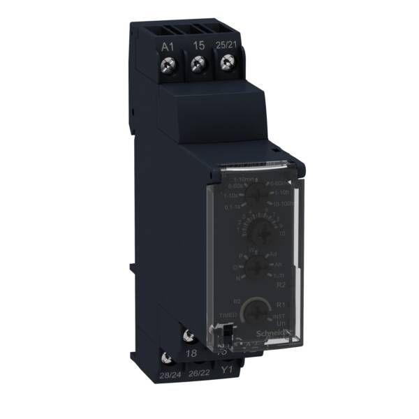 Multifunction Timer Relay - 24VDC/24..240 V AC - 2 C/O - Schneider Electric - RE22R2MMU