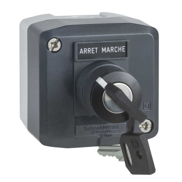 dark grey station - 1 selector switch Ø22 key switch 1NO - Schneider Electric - XALD142