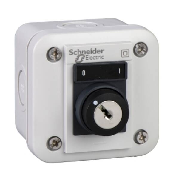 control station XAL-E - key selector switch - 2 positions - white - 1 NO - O-I - Schneider Electric - XALE1441