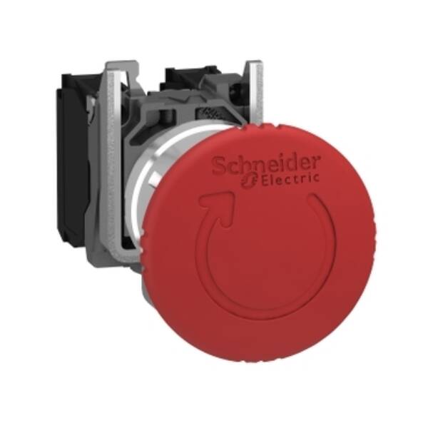 Red Ø40 Emergency stop, switching off Ø22 latching turn release 2NC+1NO - Schneider Electric - XB4BS84441