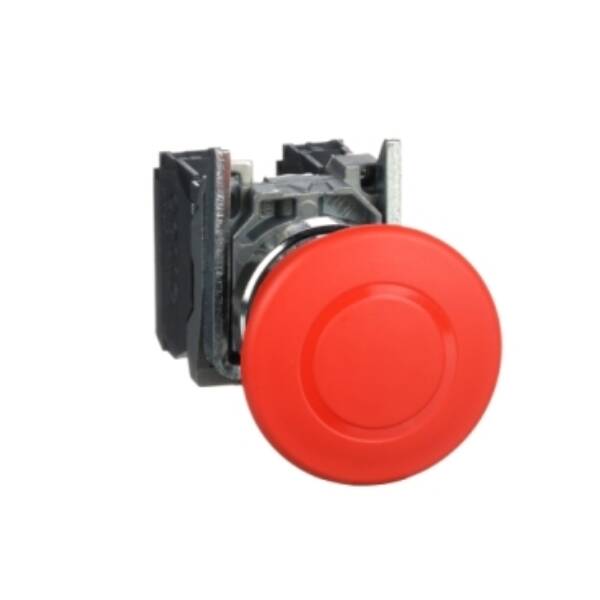 Emergency stop switching off, metal, red mushroom, Ø40, Ø22, trigger latching push-pull, 1 NO + 1 NC - Schneider Electric - XB4BT845