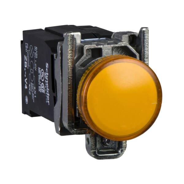 orange complete pilot light Ø22 plain lens with BA9s bulb 230...240V - Schneider Electric - XB4BV45