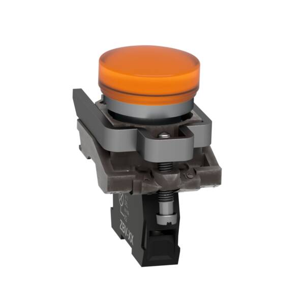 Pilot light, Harmony XB4,metal, orange, 22mm, universal LED, plain lens, 24V AC DC - Schneider Electric - XB4BVB5