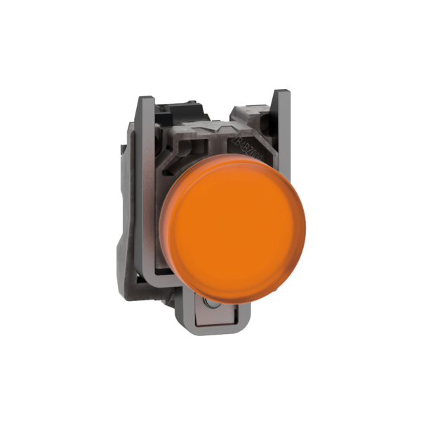 Pilot light, Harmony XB4,metal, orange, 22mm, universal LED, plain lens, 110…120V AC - Schneider Electric - XB4BVG5