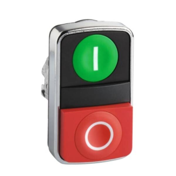 green flush/red flush double-headed pushbutton Ø22 with marking - Schneider Electric - ZB4BA7341